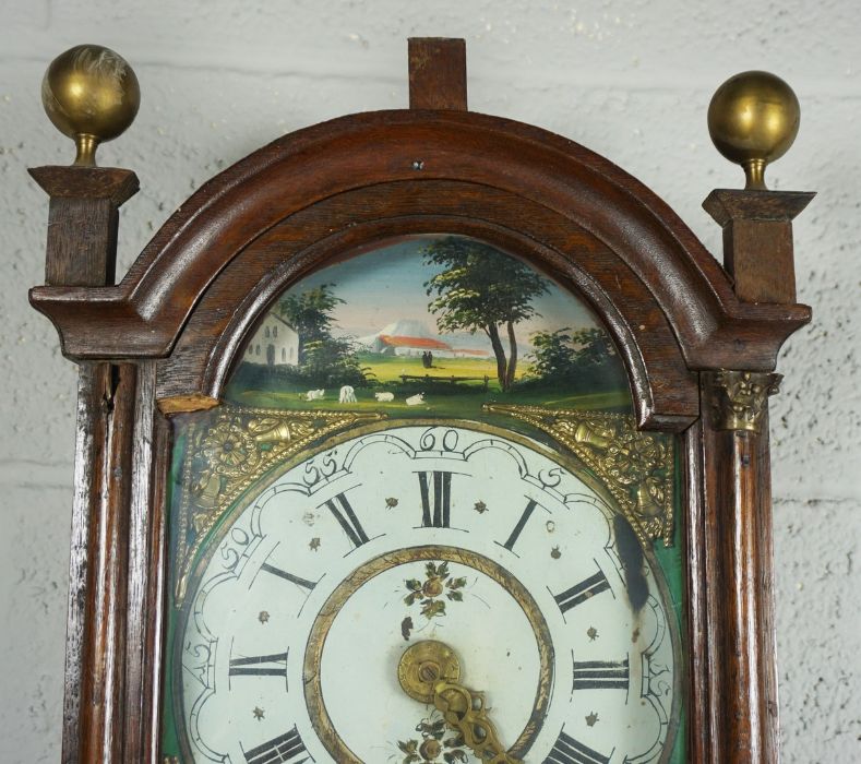 Dutch Oak Wall Clock, 19th Century, Having a painted dial, Approximately 100cm highCondition - Image 5 of 6