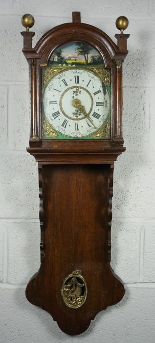 Dutch Oak Wall Clock, 19th Century, Having a painted dial, Approximately 100cm highCondition