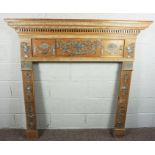 A George III Pewter Mounted Pine and Gesso Fire Surround,