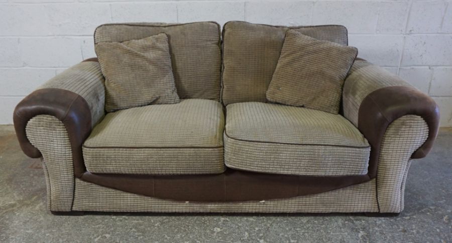 Brown Leather and Fabric Sofa, 71cm high, Approximately 190cm wide, 97cm deep - Image 2 of 4