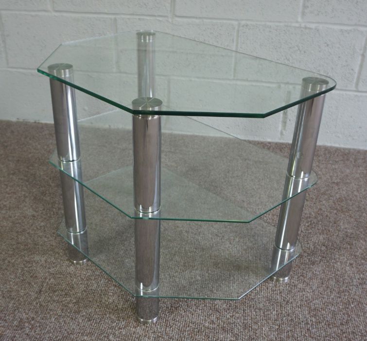 Modern Glass Four Tier Etagere And a Modern Lamp - Image 5 of 8