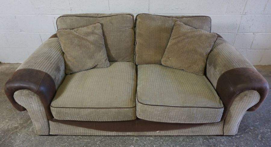 Brown Leather and Fabric Sofa, 71cm high, Approximately 190cm wide, 97cm deep - Image 3 of 4