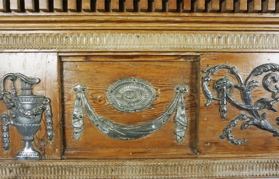 A George III Pewter Mounted Pine and Gesso Fire Surround, - Image 5 of 5