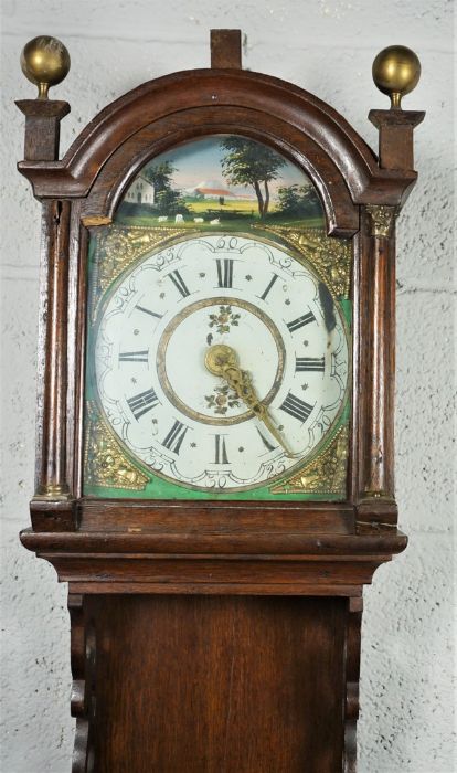 Dutch Oak Wall Clock, 19th Century, Having a painted dial, Approximately 100cm highCondition - Image 2 of 6