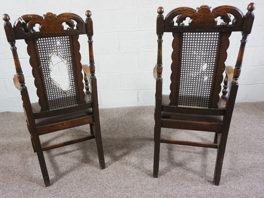 Pair of Oak & Bergere Carver Chairs, Circa Early 20th Century, 112cm high (2)Condition reportOld - Image 3 of 4