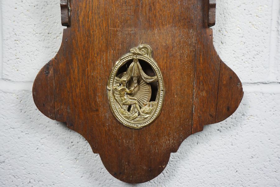 Dutch Oak Wall Clock, 19th Century, Having a painted dial, Approximately 100cm highCondition - Image 4 of 6