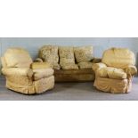 Vintage Three Piece Lounge Suite, Sofa 73cm high, 184cm wide (3)