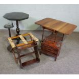 A quantity of assorted objects including a folding serving table, pub table, ash tray stand,