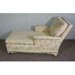 A cream upholstered daybed, 163cm long and a small nursing chair (2)Condition reportThe daybed is 80