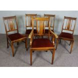 A set of five oak framed dining chairs, mid 20th century, including an armchair (5)