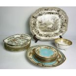 A large assortment of mixed china, including a Marshall & Co. ‘Borphorus’ meat plate, a Limoges dish