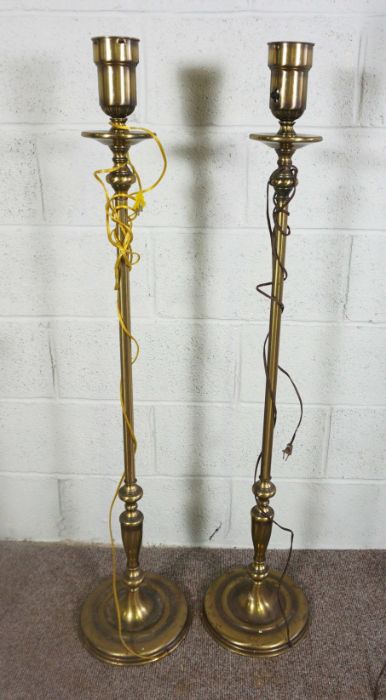 Four brass and metal standard lamps, modern, one with three lights in 17th century style, 161cm high - Image 2 of 3