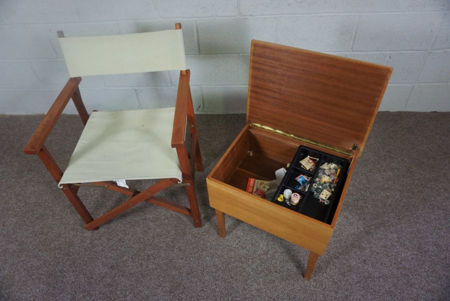 A modern work box, together with a folding chair - Image 2 of 2
