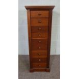 A Victorian Wellington style mahogany nine drawer chest, with hinged locking barCondition