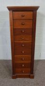 A Victorian Wellington style mahogany nine drawer chest, with hinged locking barCondition