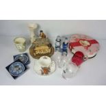 A box of various ceramics include Belleek vase and Coronation ware (a lot)