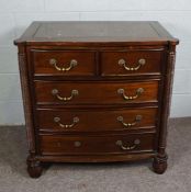 A George IV style reproduction chest of drawers, modern, with two short and three long drawers, with
