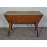 A provincial elm Dough Bin, 19th century, with a rectangular hinged top, above tapering sides and