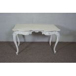 A Louis XVI style painted dressing table, 20th century, with two drawers and cabriole legs, 72cm