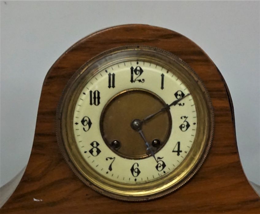 A Victorian slate cased mantel clock, in the classical style, 34cm high; together with a walnut - Image 3 of 9