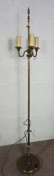 Four brass and metal standard lamps, modern, one with three lights in 17th century style, 161cm high - Image 3 of 3