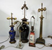 Five assorted table lamps, including a brass Corinthian column two light table lamp (5)Condition