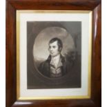 An engraving of Robert Burns, after Alexander Nasmyth, in rosewood frame, with a small Burns print
