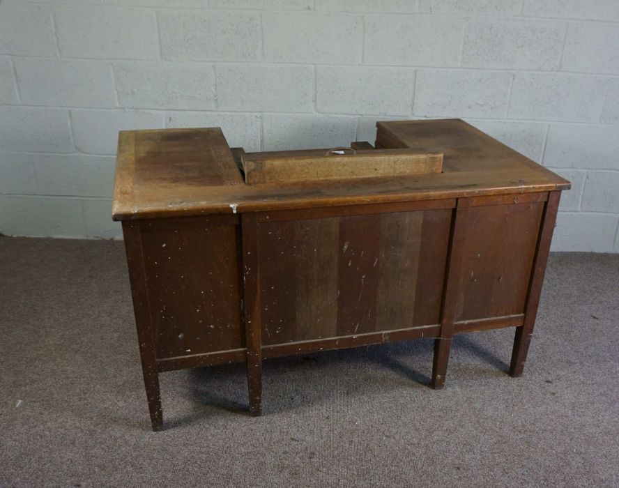 An oak typists desk, early 20th century, the rectangular top with folding and recessed typewriter - Image 7 of 7