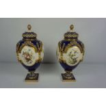 A pair of Minton classical porcelain vases, marked and date marks for 1865, in manner of Sevres,