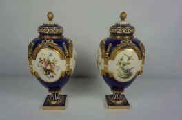 A pair of Minton classical porcelain vases, marked and date marks for 1865, in manner of Sevres,