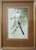 A selection of five assorted pictures, including a watercolours of Long Tailed tits; Ducks in