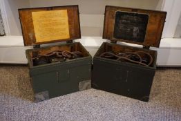 Two WWII British Field Telephones, "F", Mk. II (Bakelite Body), circa 1940-1950, with original