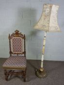 A 17th century style oak side chair, with twist column supports and tapestry back and seat; together