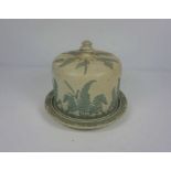 A Victorian Jasperware cheese dome and dish, late 19th century, in style of Adams Tunstall,