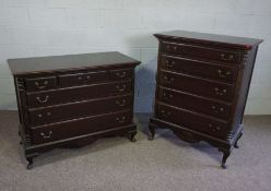 A George III style chest of drawers, 20th century reproduction, with three short and three long