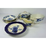 A Staffordshire creamware blue and white dinner service, including three tureens, five serving