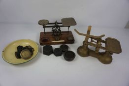 Two sets of scales and associated weights, including a postal scale (a lot)