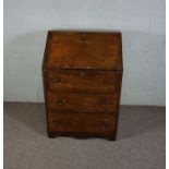 A small George III style mahogany bureau, late 19th century,  with fall front and fitted interior