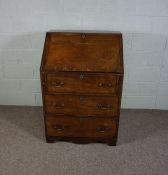 A small George III style mahogany bureau, late 19th century,  with fall front and fitted interior