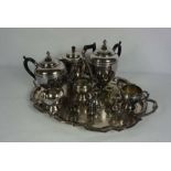A quantity of assorted silver plate, including a George III style tea tray, a presentation salver,
