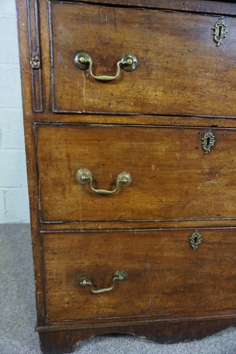 A small George III style mahogany bureau, late 19th century,  with fall front and fitted interior - Image 7 of 9