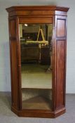 A Victorian mahogany corner wardrobe, late 19th century,  with a single mirrored door, hanging space