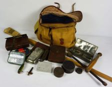 An assortment of fishing ephemera, including an early Hardy Bros 'Toby' spinner, an early 20th