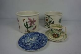 Four assorted Portmeirion ‘Botanic Garden’ kitchen canisters, together with assorted ceramics and