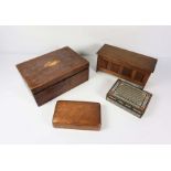 A small 19th century oak trinket box, with shell cartouche, 30cm wide; together with a miniature oak