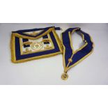 A Masonic Apron, Collar and Jewel, North Wales Province Lodge, 20th century,  with gilt braid,