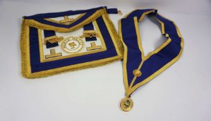 A Masonic Apron, Collar and Jewel, North Wales Province Lodge, 20th century,  with gilt braid,