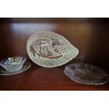 A group of assorted pressed glass bowls and platters, including a bowl decorated with a swan (19)