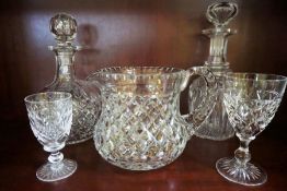 A quantity of assorted crystal glassware, including a set of twelve wine goblets, with wheel cut