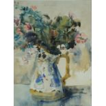 Robert Macdonald Scott, Scottish (1914 - 1996) Floral Study with Glasgow Jug watercolour, signed LR: